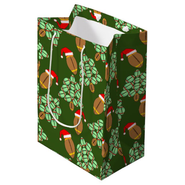 Christmas Football Medium Gift Bag (Front Angled)