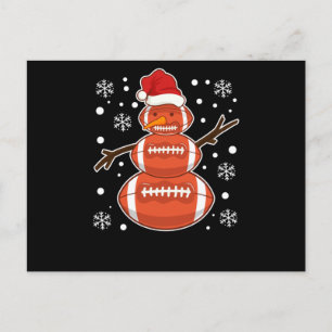Christmas football player fan snowman ball postcard