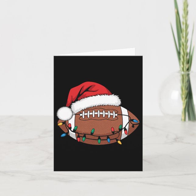 Christmas Football Player Xmas Lights Santa Sports Card (Front)