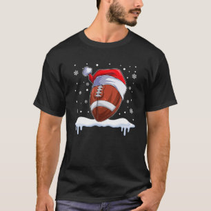 Christmas Football Santa Hat Football Mum Funny Xm T-Shirt