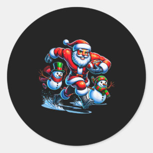 Christmas Football Santa Playing Football  Classic Round Sticker