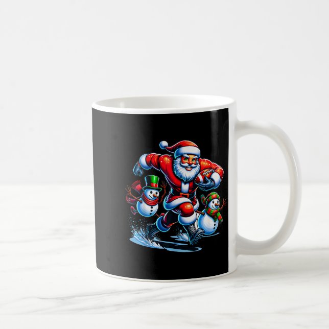 Christmas Football Santa Playing Football  Coffee Mug (Right)