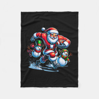 Christmas football santa playing football design  fleece blanket