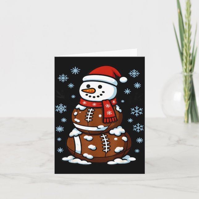 Christmas Football Snowman Kids Football Christmas Card (Front)