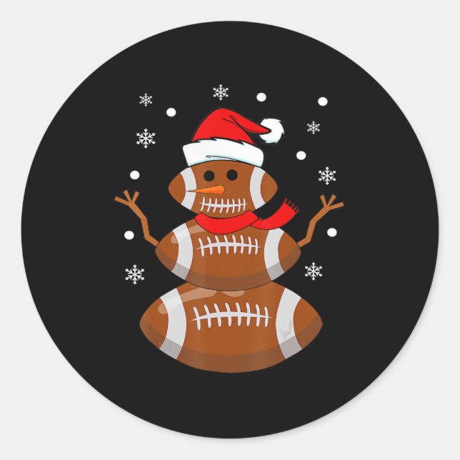 Christmas Football Snowman Kids Football Christmas Classic Round Sticker (Front)