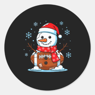 Christmas Football Snowman Kids Football Christmas Classic Round Sticker