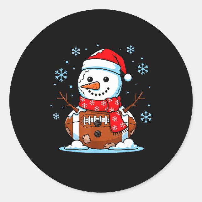 Christmas Football Snowman Kids Football Christmas Classic Round Sticker (Front)
