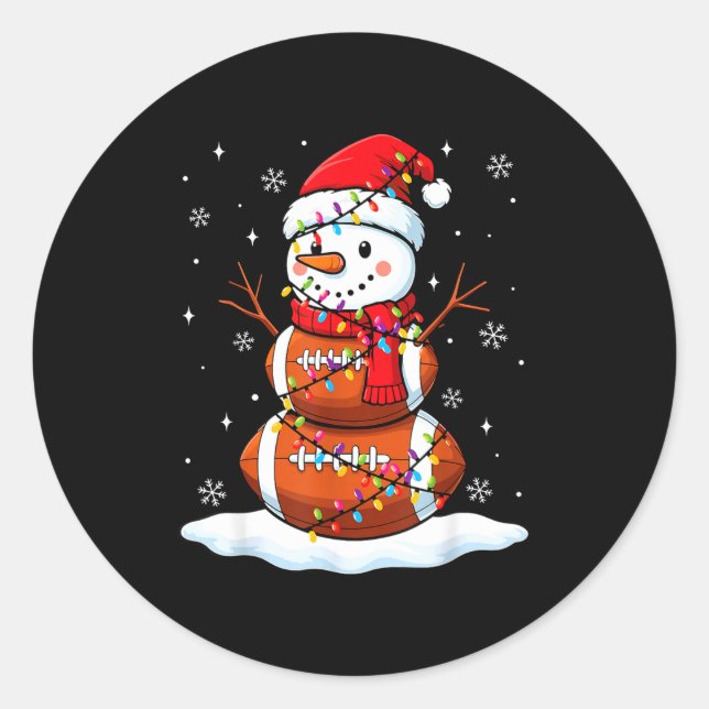 Christmas Football Snowman Kids Football Christmas Classic Round Sticker (Front)