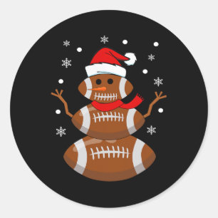 Christmas Football Snowman Kids Football Christmas Classic Round Sticker