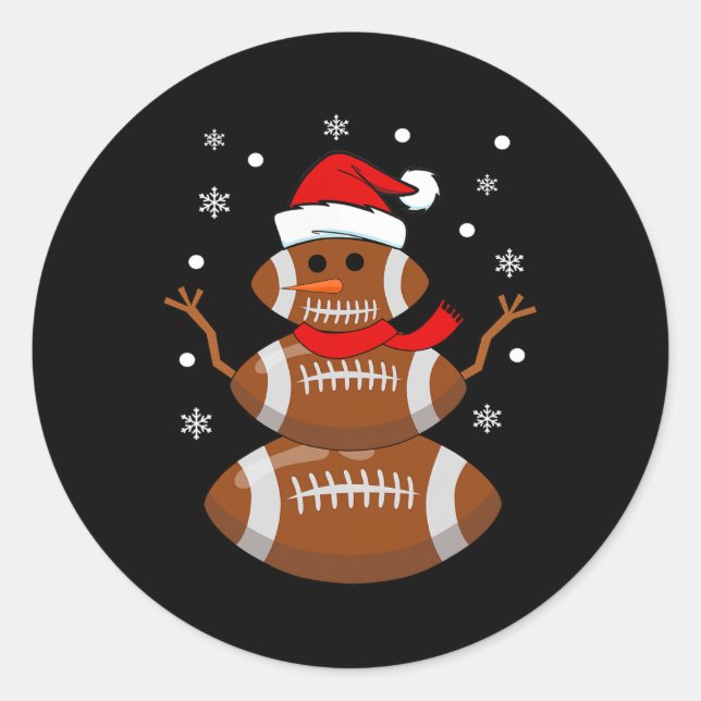 Christmas Football Snowman Kids Football Christmas Classic Round Sticker (Front)