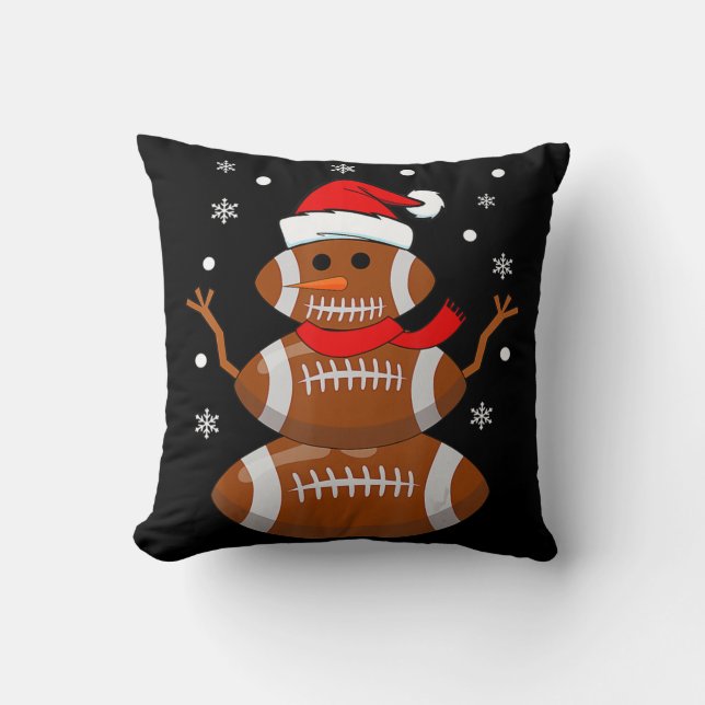Christmas Football Snowman Kids Football Christmas Cushion (Front)