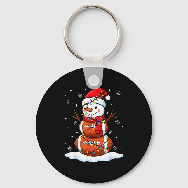 Christmas Football Snowman Kids Football Christmas Key Ring (Front)