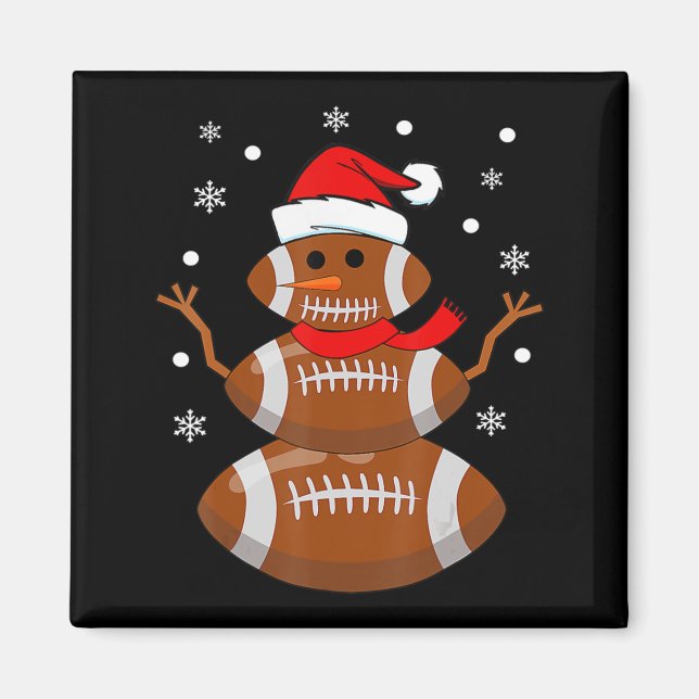 Christmas Football Snowman Kids Football Christmas Magnet (Front)