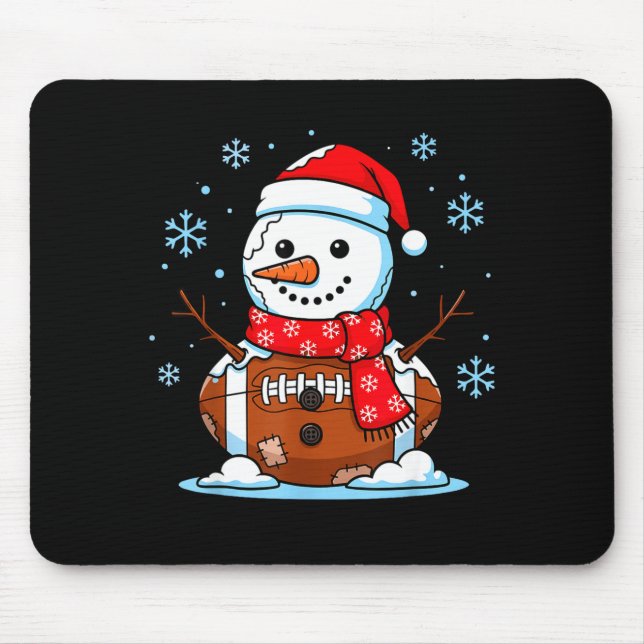 Christmas Football Snowman Kids Football Christmas Mouse Pad (Front)