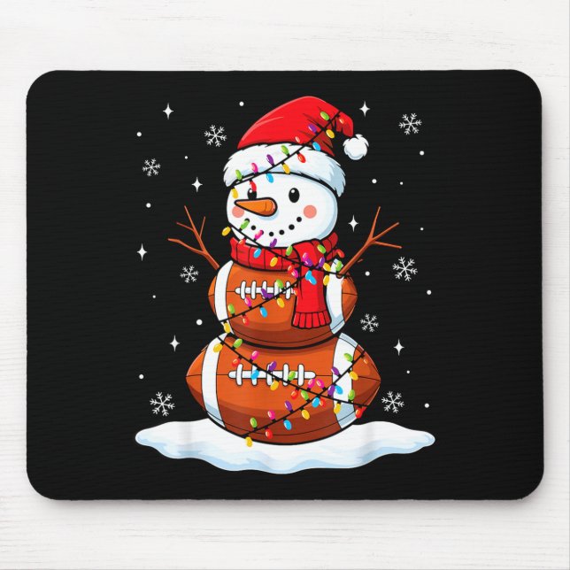 Christmas Football Snowman Kids Football Christmas Mouse Pad (Front)