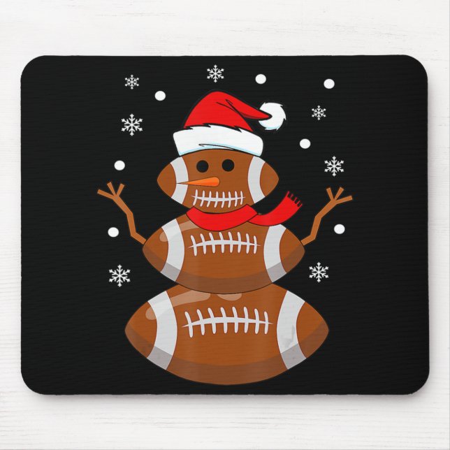 Christmas Football Snowman Kids Football Christmas Mouse Pad (Front)