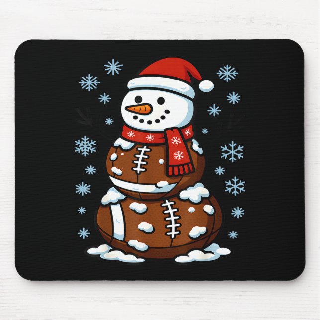Christmas Football Snowman Kids Football Christmas Mouse Pad (Front)