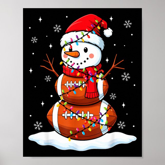 Christmas Football Snowman Kids Football Christmas Poster (Front)