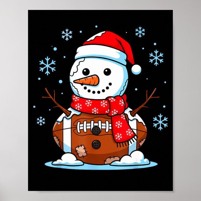 Christmas Football Snowman Kids Football Christmas Poster (Front)