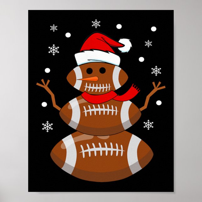 Christmas Football Snowman Kids Football Christmas Poster (Front)