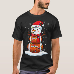 Christmas Football Snowman Kids Football Christmas T-Shirt