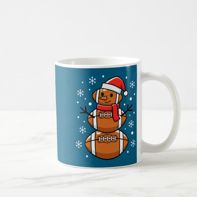 Christmas Football Snowman Santa Hat Funny Xmas Fo Coffee Mug (Right)