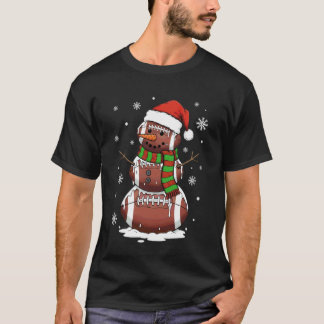 Christmas Football Snowman Sports Xmas Holiday Boy T-Shirt