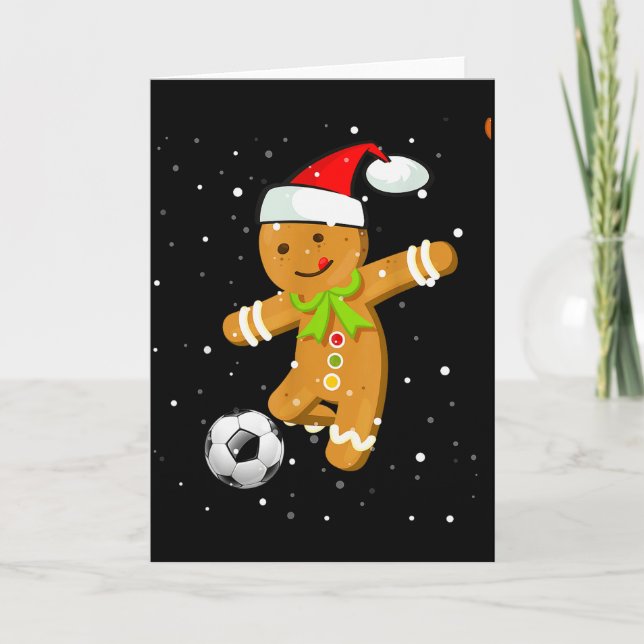 Christmas Football Soccer Gingerbread Player  Card (Front)