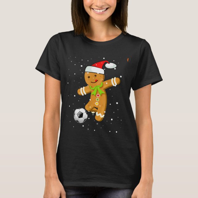 Christmas Football Soccer Gingerbread Player  T-Shirt (Front)