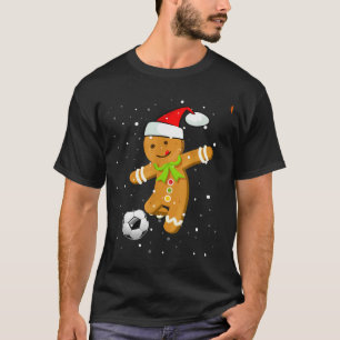 Christmas Football Soccer Gingerbread Player  T-Shirt