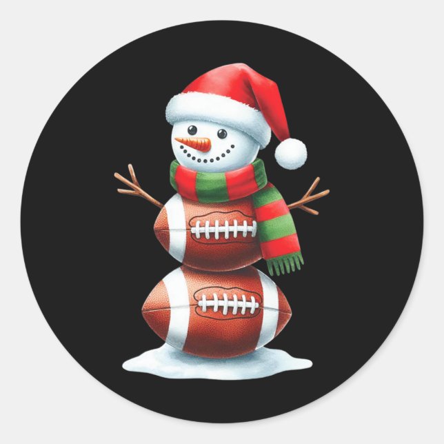 Christmas Football Women Men Kids Christmas Snowma Classic Round Sticker (Front)