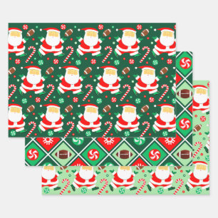 Christmas Football Wrapping Paper Sheets
