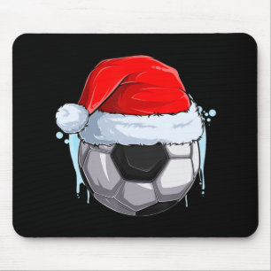 Christmas Football Xmas Soccer Ball in Santa Clau Mouse Pad