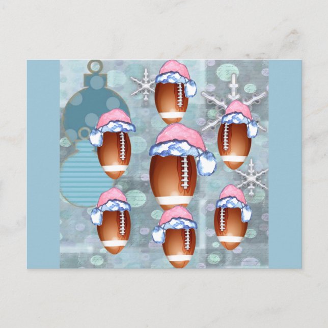CHRISTMAS FOOTBALLS HOLIDAY POSTCARD (Front)
