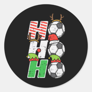 Christmas Footll Ho Ho Ho Soccer Xmas Sport Men Wo Classic Round Sticker