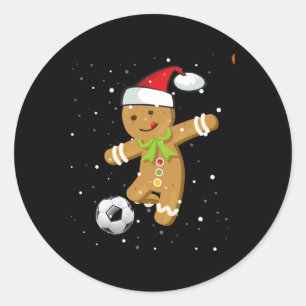 Christmas Footll Soccer Gingerbread Player Classic Round Sticker