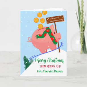 Christmas for Financial Planner Piggy Bank Card