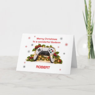Christmas For Godson Game Controller Add A Name Holiday Card