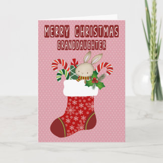 Christmas for Granddaughter Stocking with Bunny Card