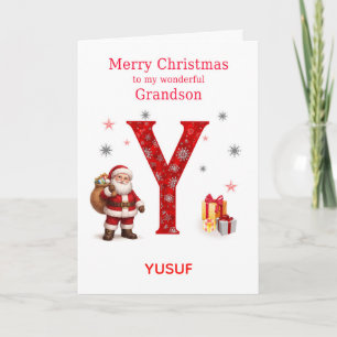 Christmas For Grandson Add A Name Holiday Card