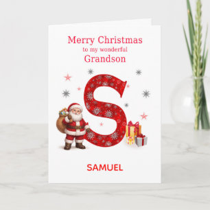 Christmas For Grandson Add A Name Holiday Card