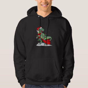 Christmas for men women kids Santa Dinosaur Hoodie