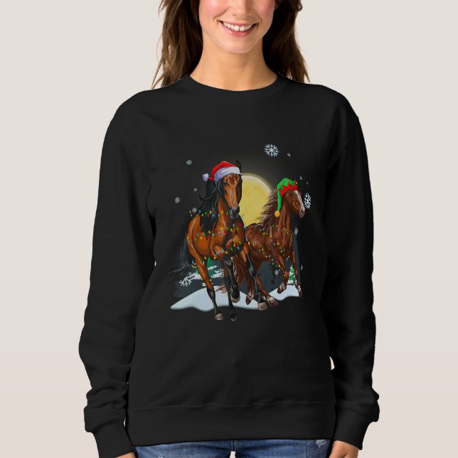 Christmas for men women kids Santa ELF Horse Sweatshirt (Front)