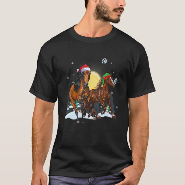 Christmas for men women kids Santa ELF Horse T-Shirt (Front)