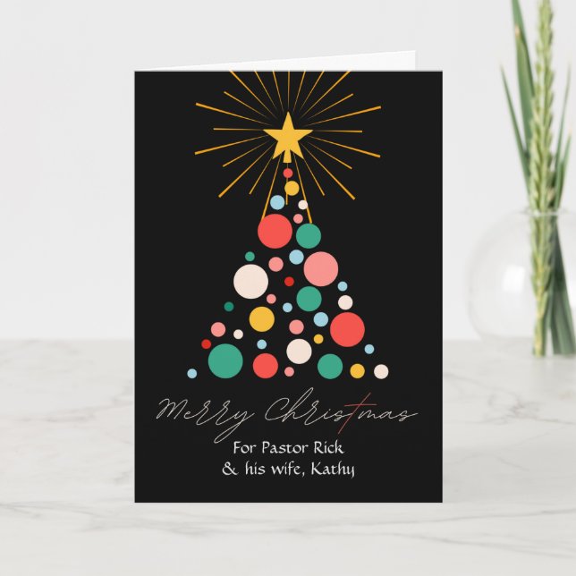 Christmas for Pastor and His Wife with Tree Card (Front)