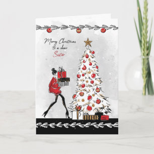 Christmas for Sister Modern Stylish Lady Card
