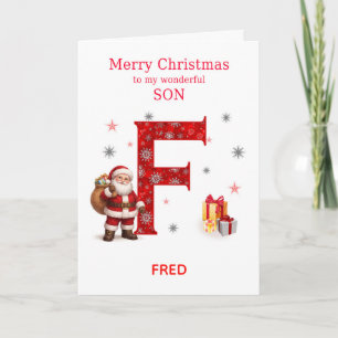 Christmas For Son Add A Name Beginning with F Holiday Card