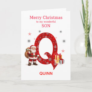 Christmas For Son Add A Name Beginning with Q Holiday Card