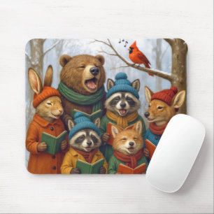 Christmas Forest Animals Caroling Mouse Pad