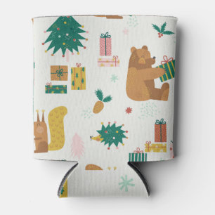 Christmas Forest Animals: Vintage Vibe Can Cooler